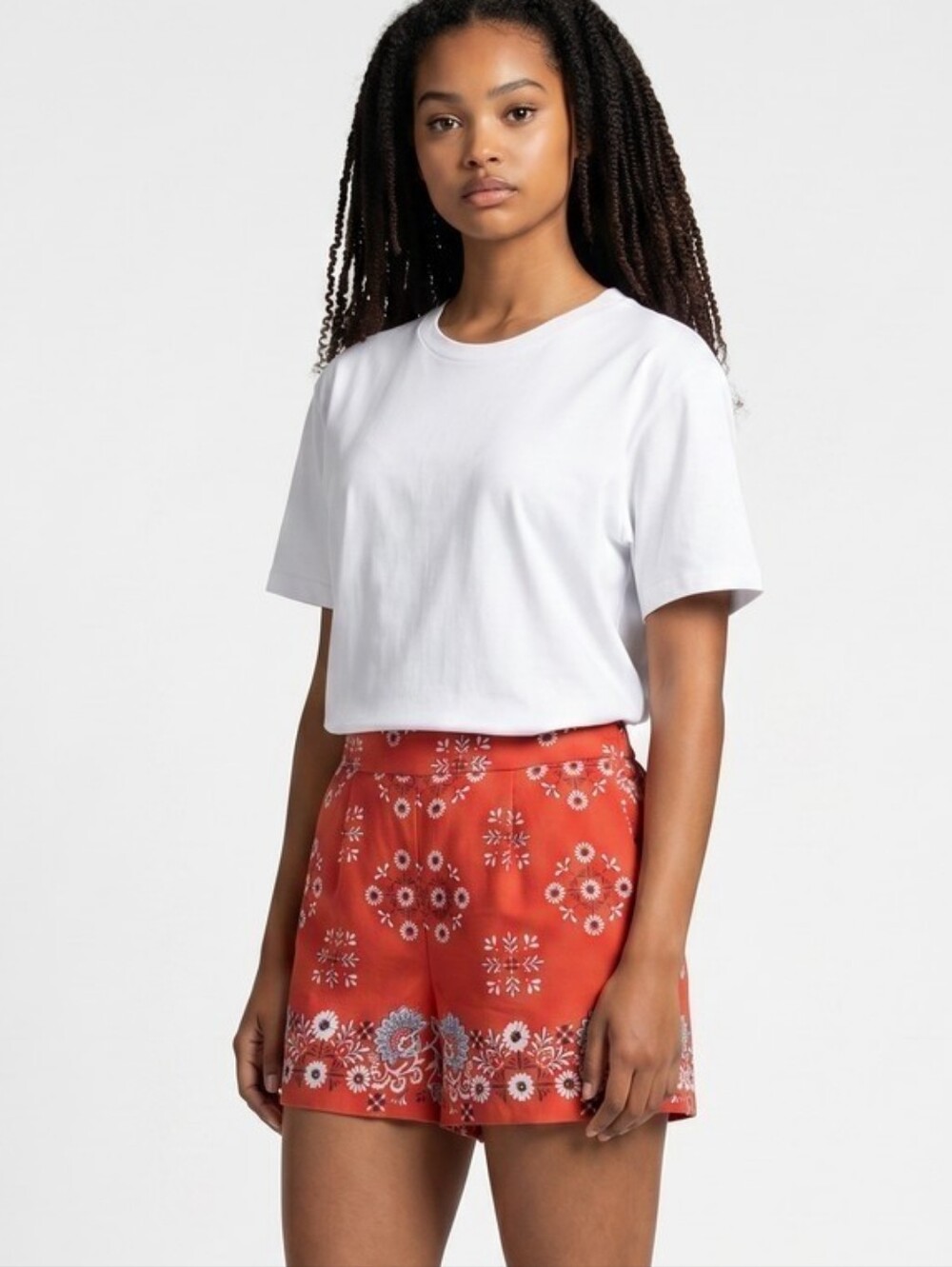 Ann Taylor Shorts Bandanna Style Pull On Elastic /Fitted Waist Side Pockets 2